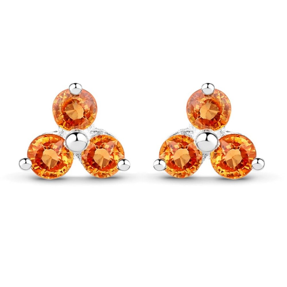 Captivating Ladies Sterling Silverf 0.54 CTW Sapphire Designer Earrings Orange